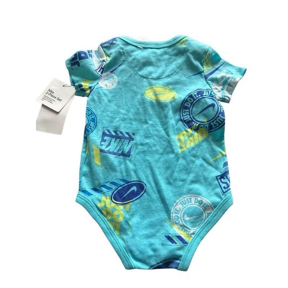 Nike baby boys BODYSUIT Sz 9 months short sleeve NEW Blue logo - Picture 3 of 4